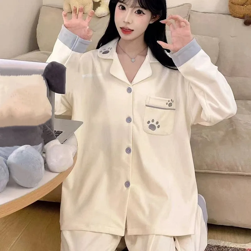 Damen-Pyjama in Übergröße, süßes, modisches Pyjama-Set mit Aufdruck, 2-teilig, Reverskragen, Neu Frühjahr 2026, Oversized Loungewear für Damen – Detail 1