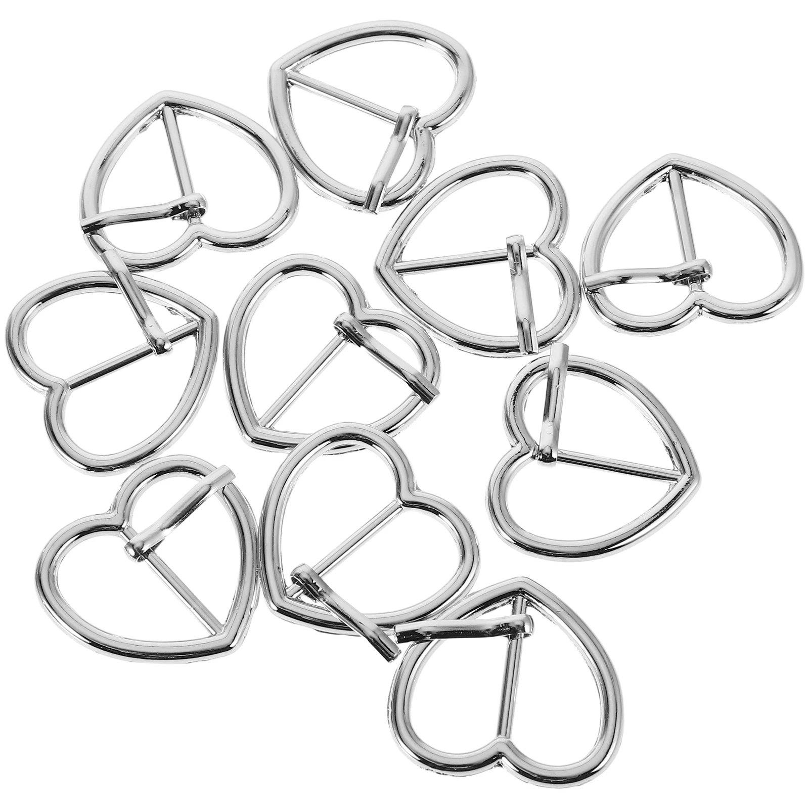 10 pçs em forma de coração fivela de cintura liga coração fivela de cinto único pino fivelas de cinto decorativo para uso formal casual