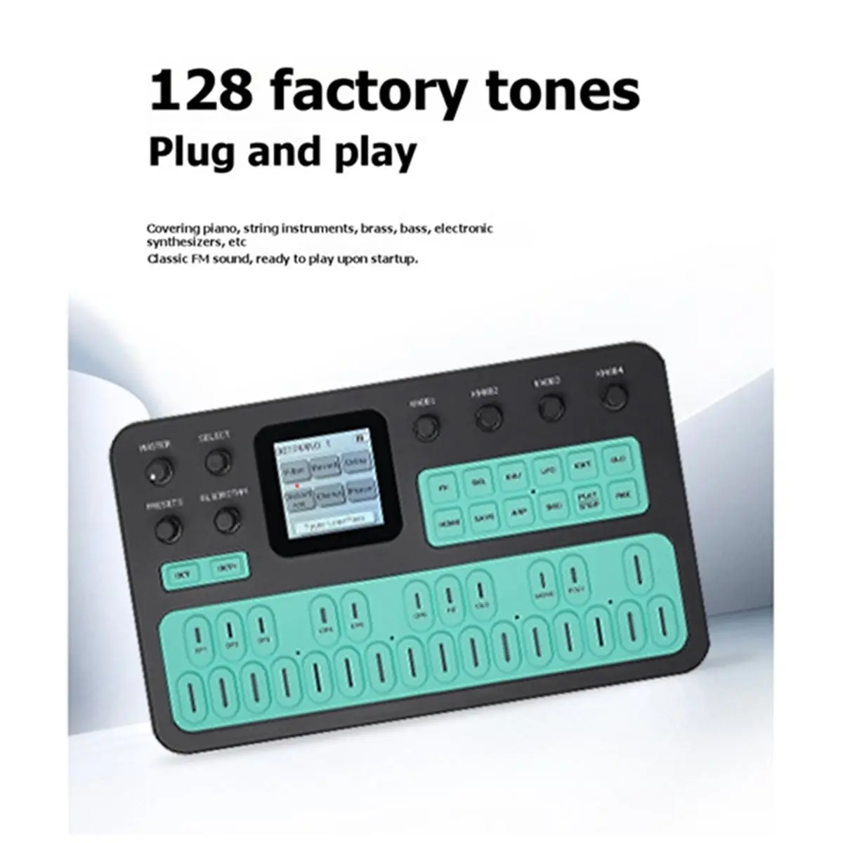 L70A Portable FM Synthesizer MIDI Keyboard Built-in Speaker Music Production 128 Sounds Digital Display Rechargeable
