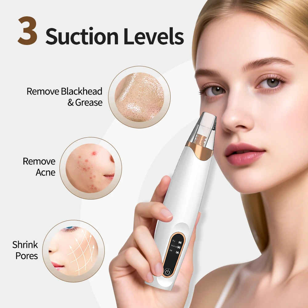 Effective Blackhead Remover Vacuum Suction Pore Cleaner for Acne Removal and Pimple Extraction Professional Facial Cleaning