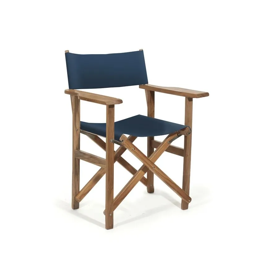 

Luxury Folding Camping Beach Chair&Director Chair - Custom Atlantic Blue Canvas with Wooden Frame for Outdoor Use