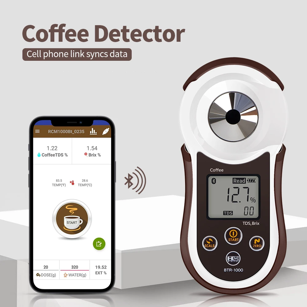 Smart Bluetooth Coffee Detector BTR-1000 Brix TDS Tester Digital Coffee Concentration Meter Portable Coffee Refractometer