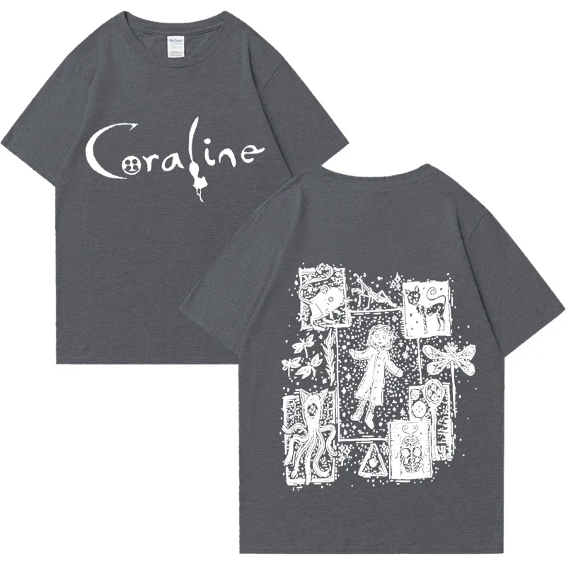 Coraline Movie Graphics vintage T shirt 2024 Mężczyźni Kobiety Moda vintage streetwear koszulka unisex z krótkim rękawem