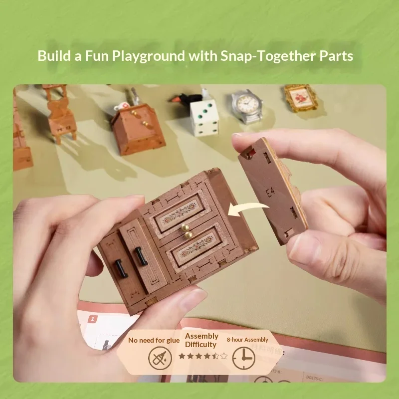 Sprookjesboomhut Diy klein huis, handgemaakte miniatuur creatieve houten assemblagemodel bouwsteencadeau voor vrouwen