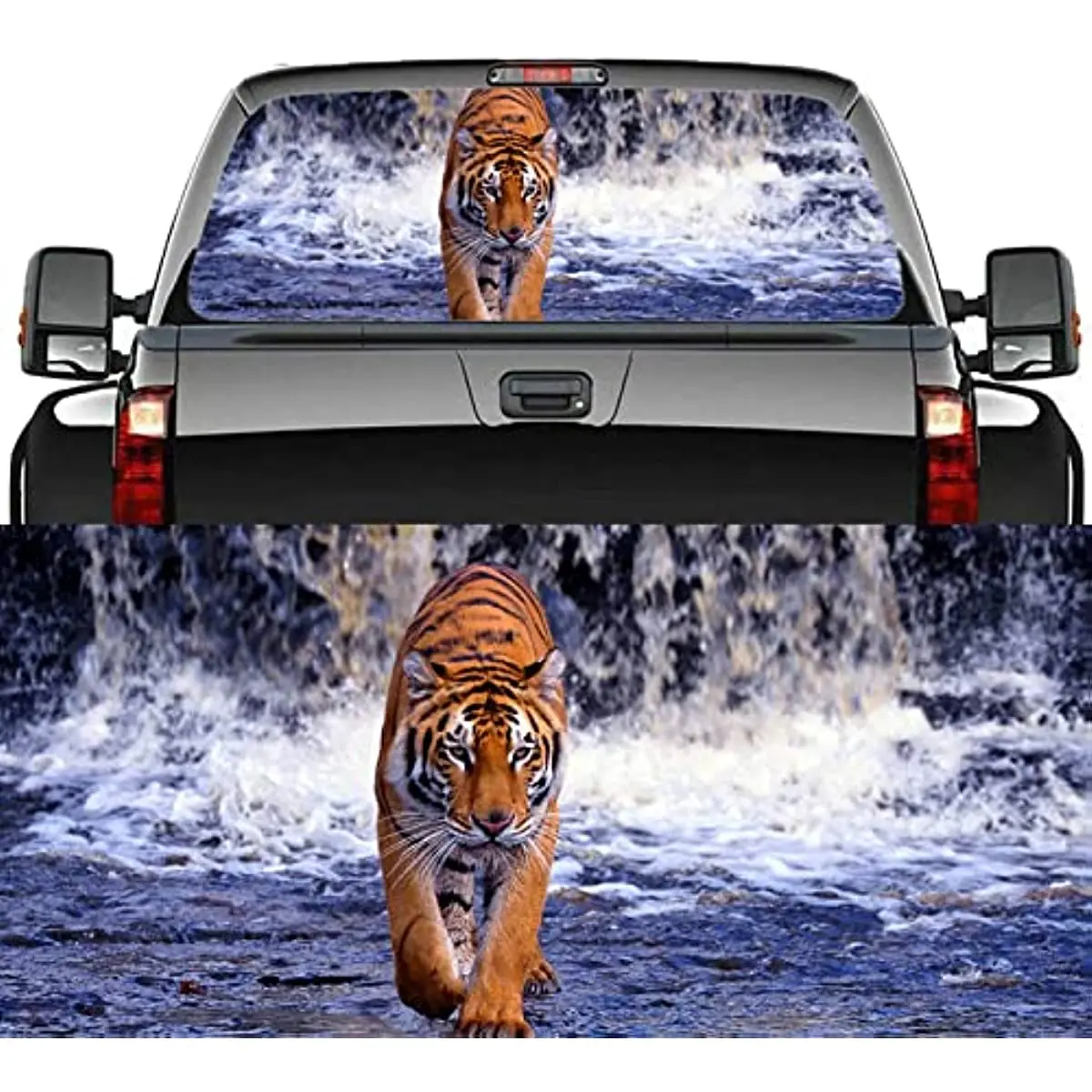

Car Decal Tiger Decor Truck Window Back Sticker Rear Window Stickers for Car Truck SUV Van, Vinyl Film See-Through Net Panels,53