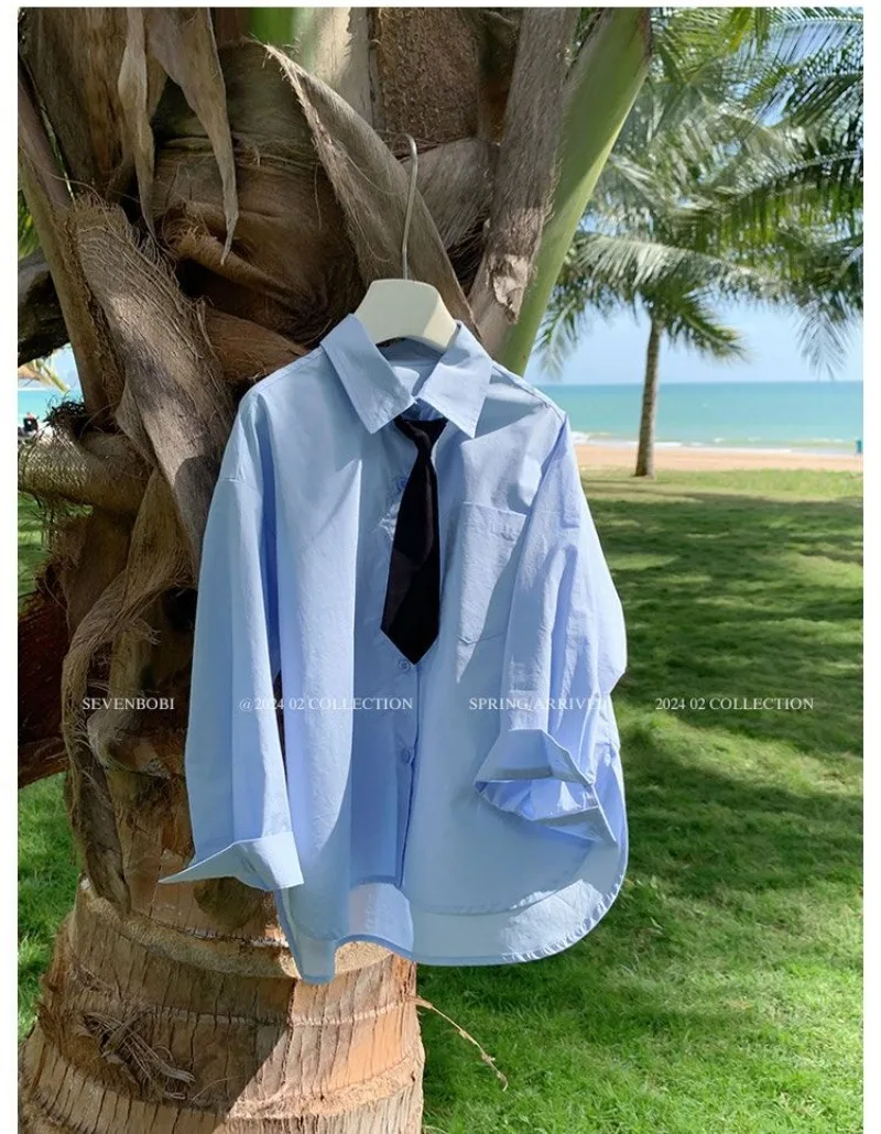 Camisas para niñas, ropa coreana para niños, blusas sólidas delgadas  informales, versátiles, sueltas, con cuello vuelto y botones, nueva moda de  primavera, 2024 - AliExpress, image size:800x1030