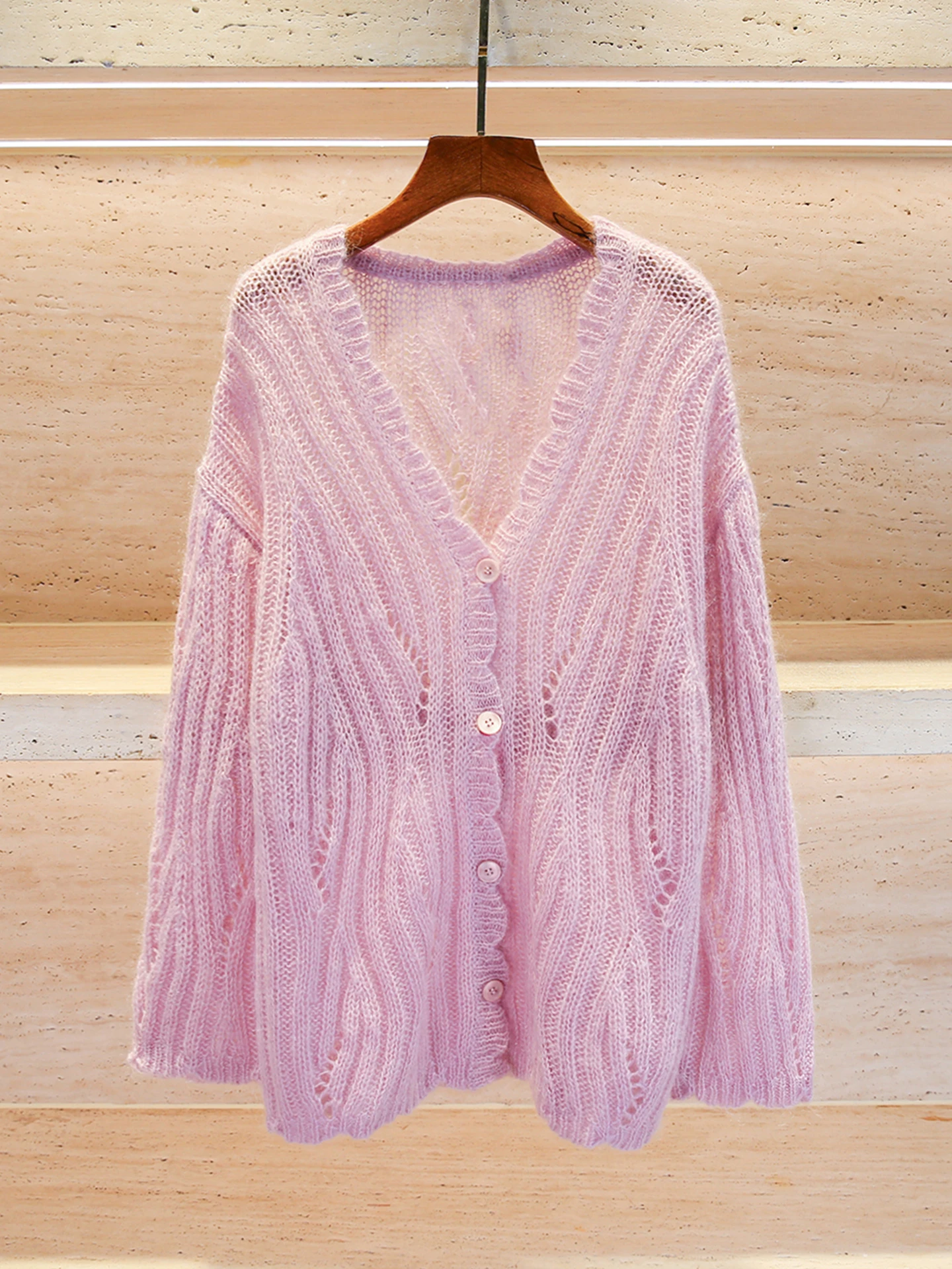 

Sweet And Gentle V-ne Knitted Cardigan Sweater Outerwear for Women hair Knitwear Autumn Collection Commute Sle