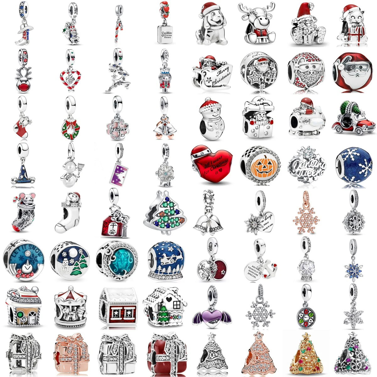 

Hot Sale New 925 Sterlling Silver Santa Claus Christmas Tree Elk Socks Charm Pendant Fit Original Bracelets DIY Lady Jewelry