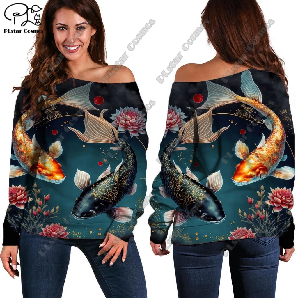 PLstar Cosmos 3D Printed Sea Life Giraffe Dragonfly Butterfly Alpaca Pattern Off-Shoulder T-Shirt Women's Summer Casual Vacation