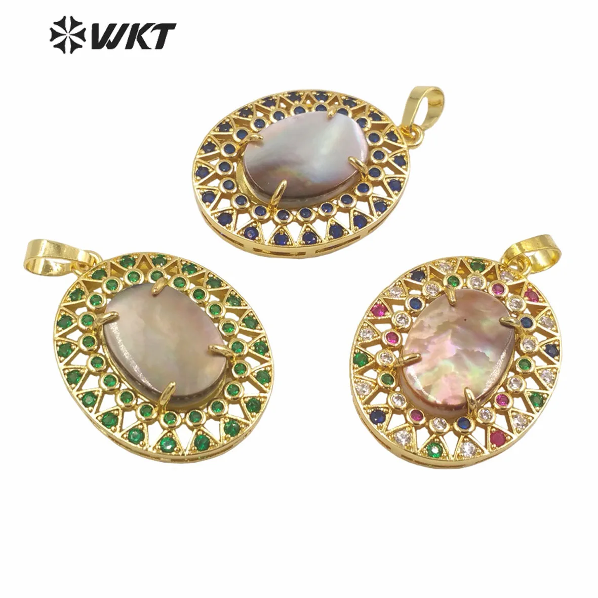 WT-MP273  WKT 2023 Attractive Shell&Cubic Zircon Oval Design With Women Pendant Jewelry Accessory