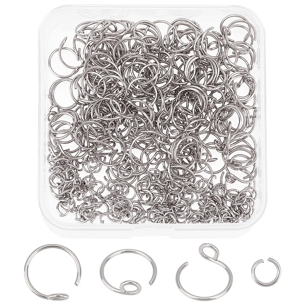 

200Pcs 316 Surgical Stainless Steel Earring Hooks with 200Pcs 304 Stainless Steel Jump Rings Stainless Steel Color