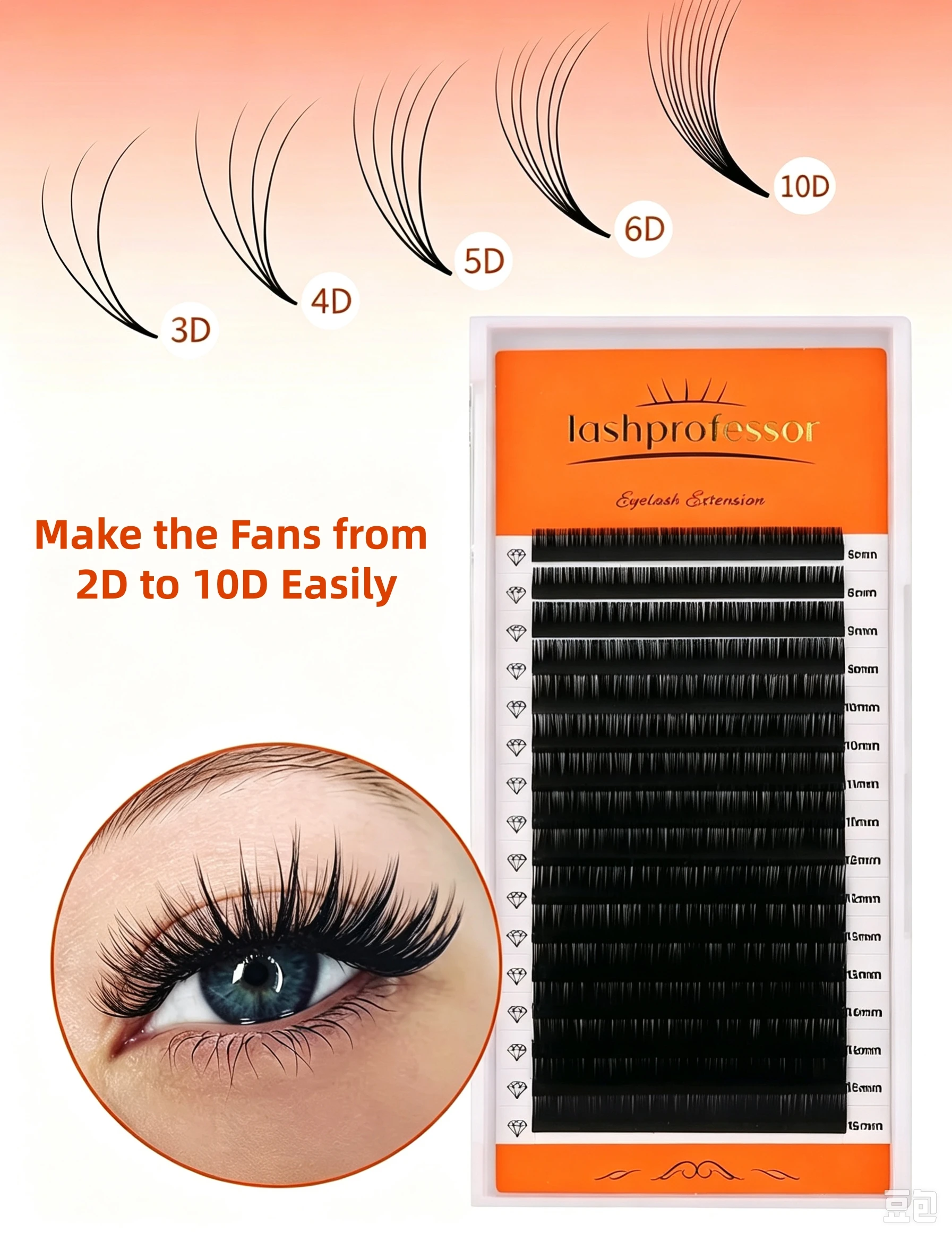 16 Reihen NEU Super Mattschwarz Individuelle Wimpernverlängerung 0,03 05 07 mm Premium False Nerz Mega Volume Klassische Wimpernverlängerung – Detail 3