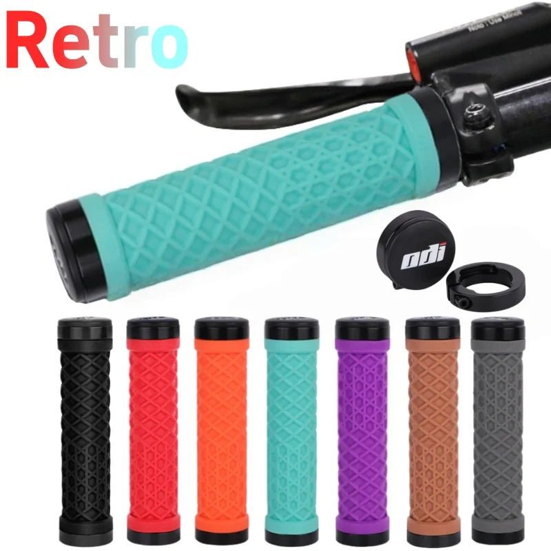 Empuñaduras de bicicleta Retro, empuñaduras Bmx de doble bloqueo, 135mm, negro, café, rojo, naranja, Bianchi, a prueba de golpes, para BMX Brompton, empuñaduras de bicicleta de montaña