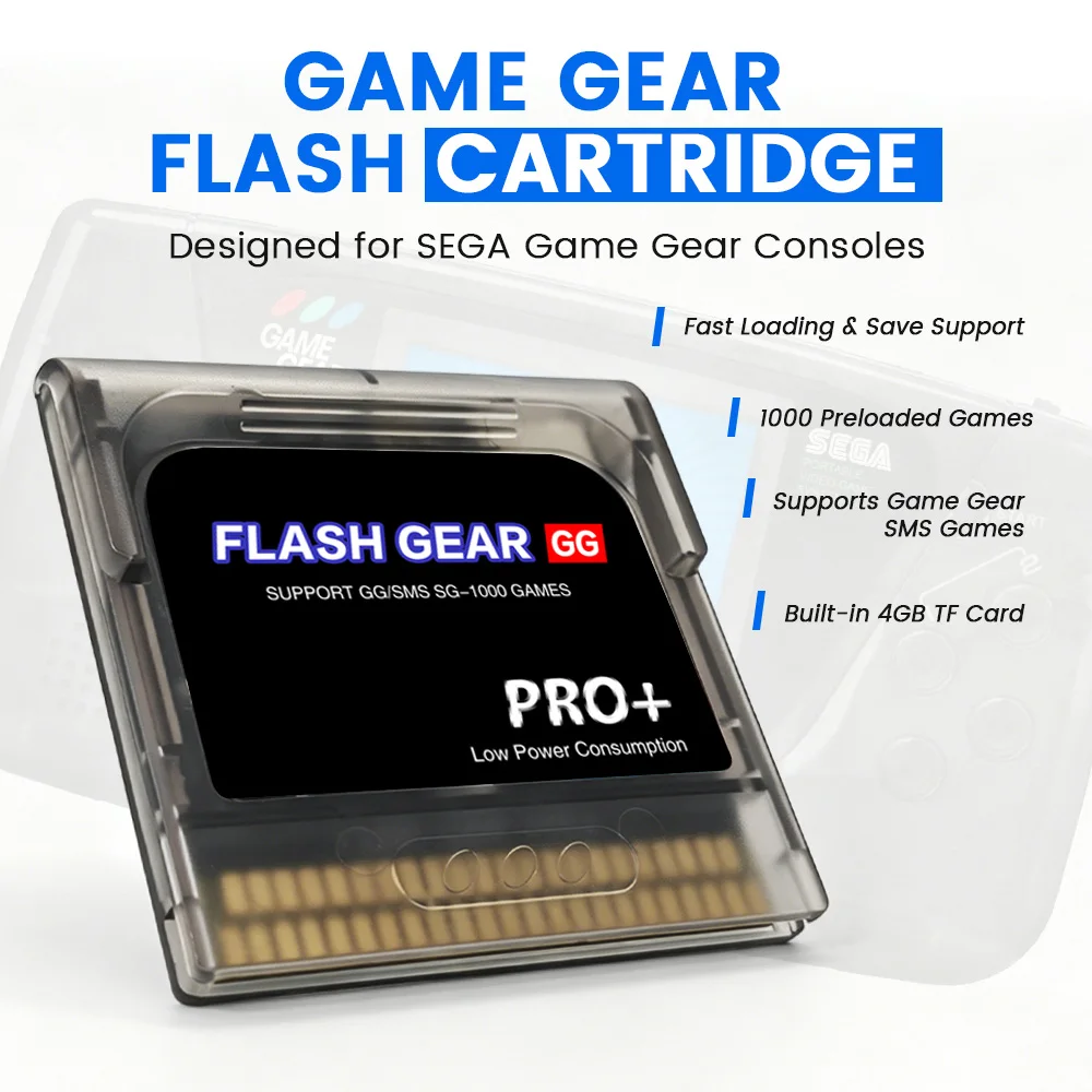 2026 New 1000 in 1 Flash Gear GG Pro+ Memory Card FlashCard for SEGA Game Gear GG GAme Console with 4G TF Card - view 3