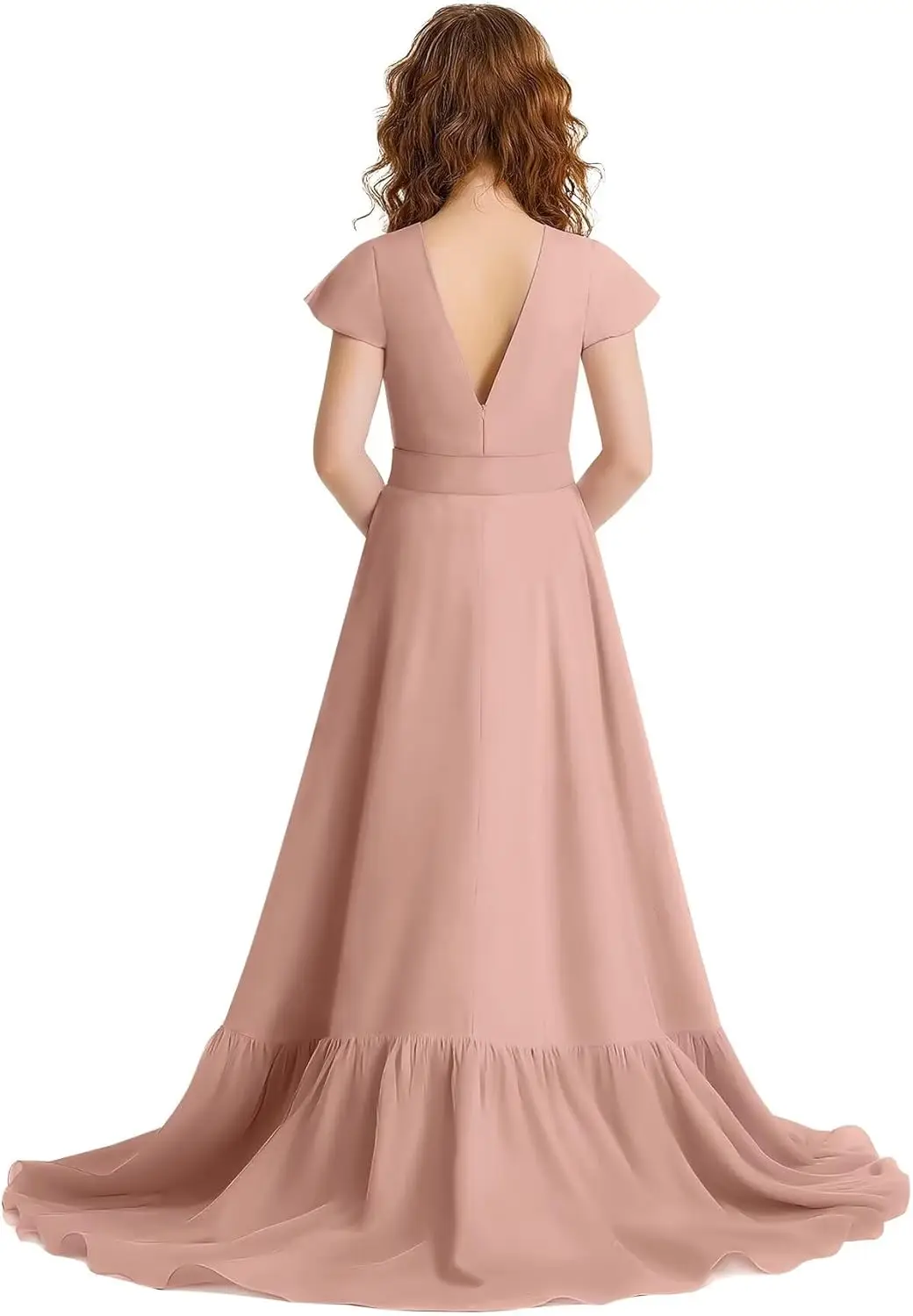 Платье подружки невесты трапециевидной формы с квадратным вырезом и коротким рукавом, шифоновое платье с цветочным узором для девочек, бальное платье подружки невесты для выпускного вечера, платье для девочек