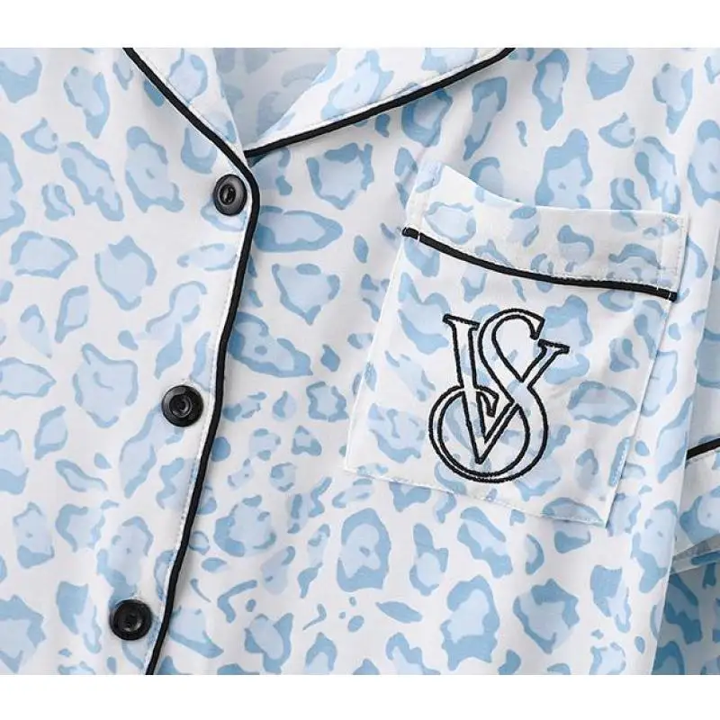 صيف جديد إمرأة لينة مشروط منامة 2 قطع قصيرة الأكمام فستان أطفال مع سروال داخلي مثير السيدات ليوبارد الطباعة ملابس خاصة فضفاضة المنزل منامة