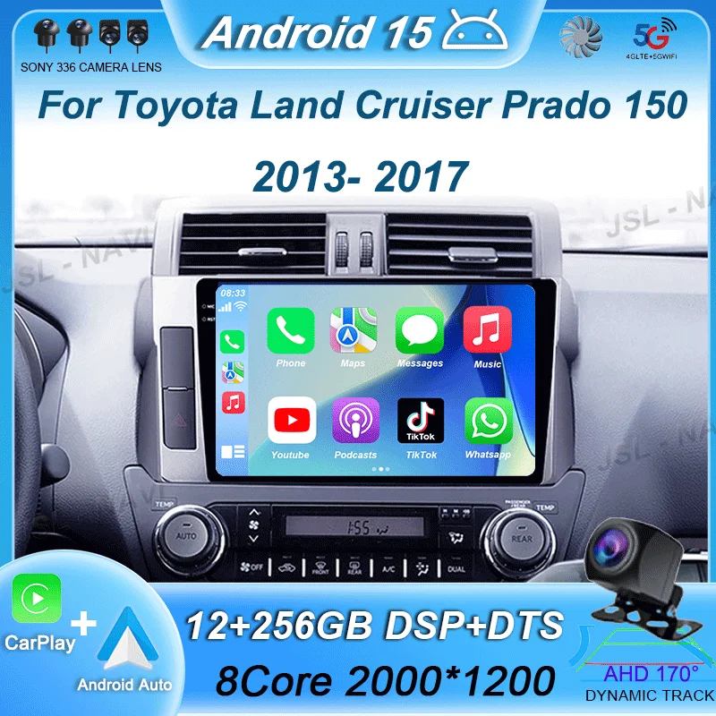 

Carplay Android 15 для Toyota Land Cruiser Prado 150 2013-2017, автомобильный радиоприемник, мультимедийный видеоплеер, стерео GPS 360, камера, головное устройство