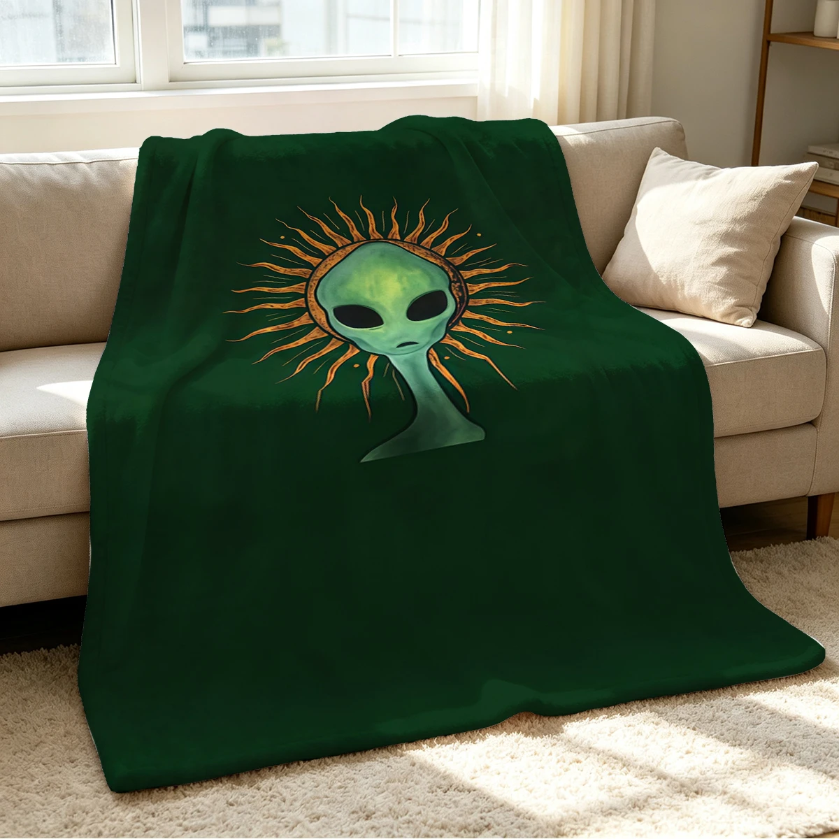 Alien Saint Blanket Soft Cozy Throw for Sofa Bed Festive Holiday Decor Gift for Kids and Adults,Lightweight and Warm