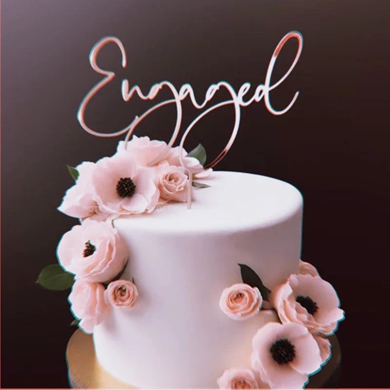 36 Design Happy Wedding Cake Topper Dessert Decoration Gold Black Mr.Mrs Acrylic Engaged Party Cake Toppers Gift Baking Supplies