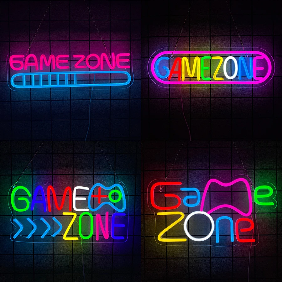 Game Zone Led Neon Sign, Gamepad Icon Wall Decor, Used For Bedroom Bar Club Game Room Man Cave Birthday Party Art Wall Lamp.