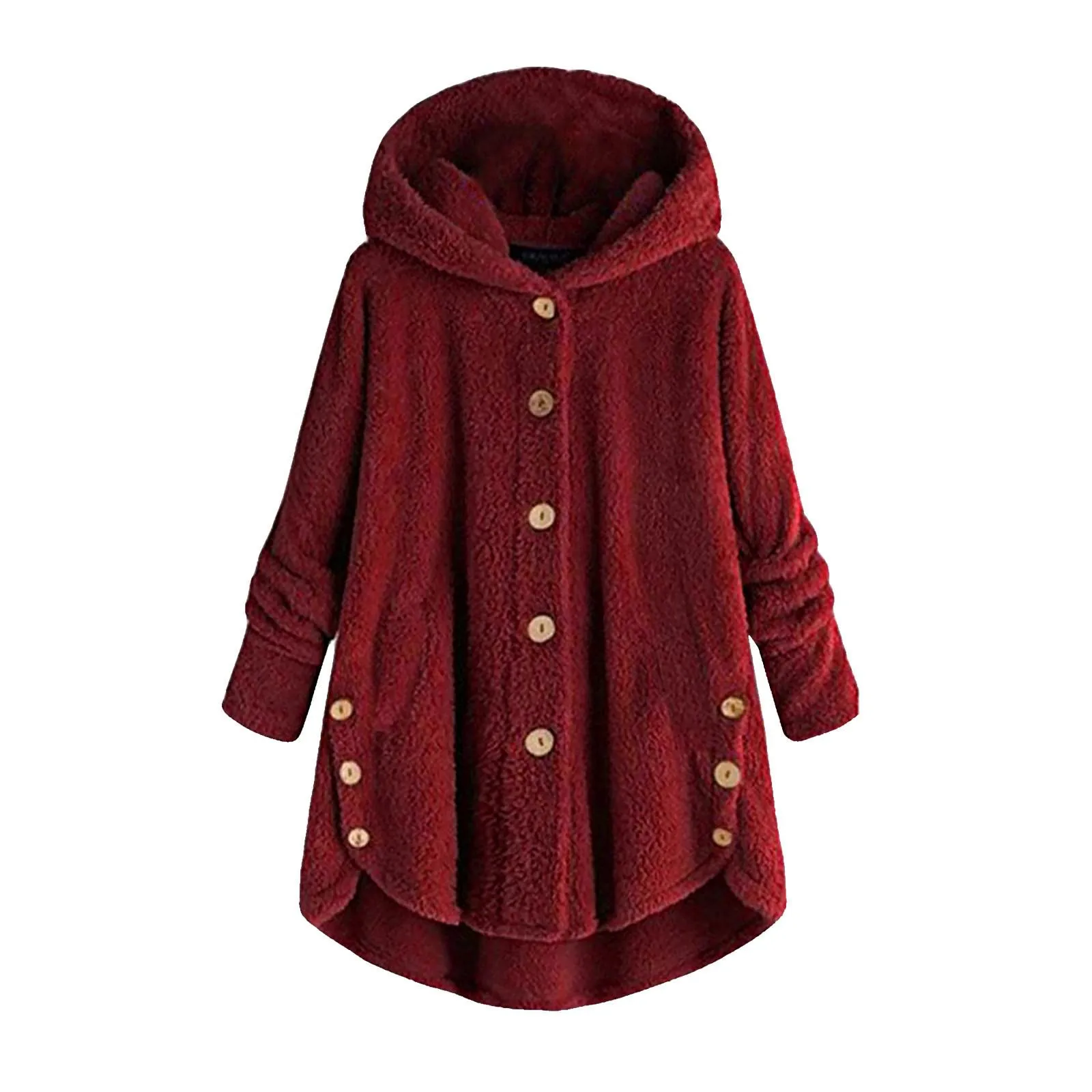 Plus Cardigan Size Women Wool Coat Jacket Hooded Button Winter Tops Loose Plush Women\'s Coat Fall Clothes for Women Sweater