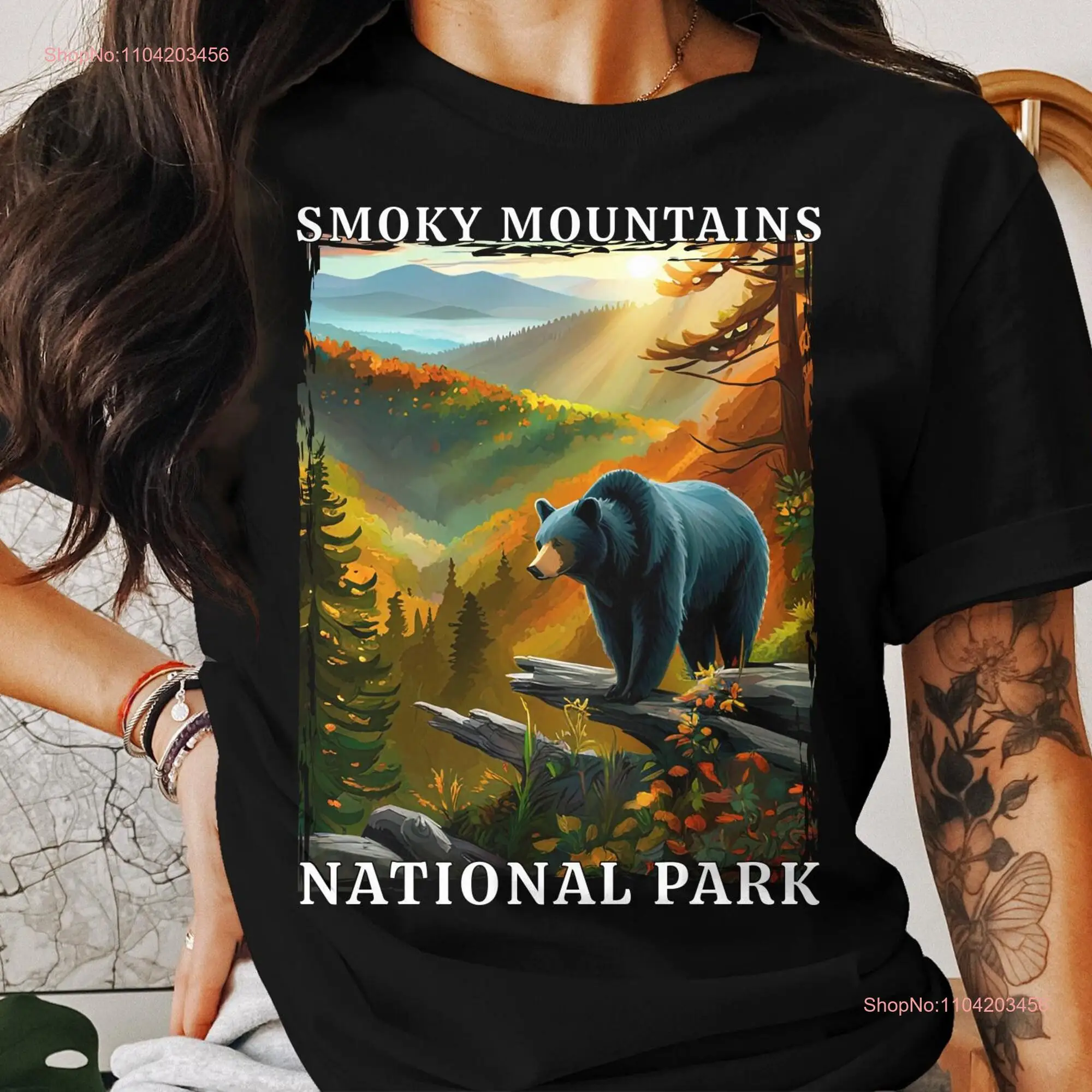 Smoky Mountains National Park North Carolina Camping T Shirt SweaT Mountain Sweater Outdoor Nature Black Bear