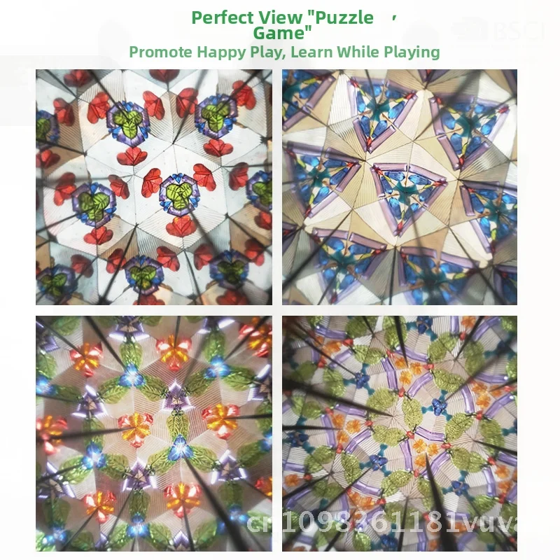 Caleidoscópio criativo de desenho animado de madeira para crianças – Brinquedo visual giratório colorido para jardim de infância e pais e filhos ao ar livre