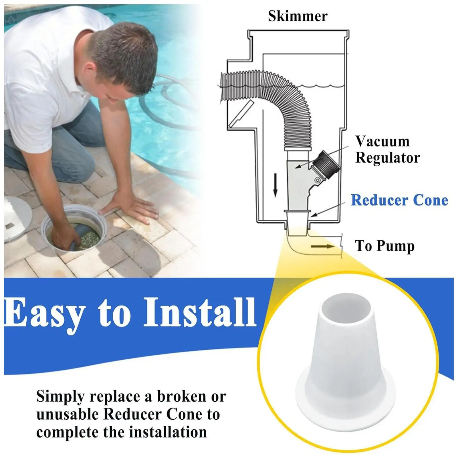 

Резиновый конусный переходник-редуктор для очистителя бассейнов, герметичные запасные части для труб на открытом воздухе, в саду, на дворе, на патио