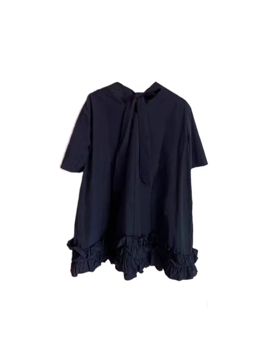 Coupe ample ort Sve bleu Dr coréen Sle femmes Faion été nouvelle jupe trapèze avec ourlet en dentelle t-shirt Dr