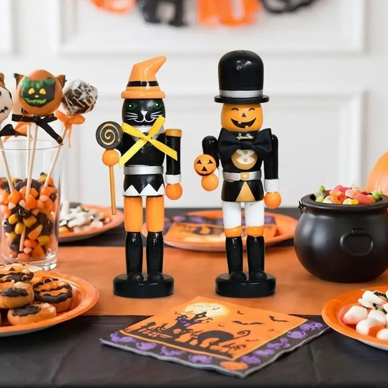 Skelett Nussknacker Halloween Dekoration Holz Nussknacker Figuren Desktop Dekorationen für Home Party Dekorationen B03E – Detail 8