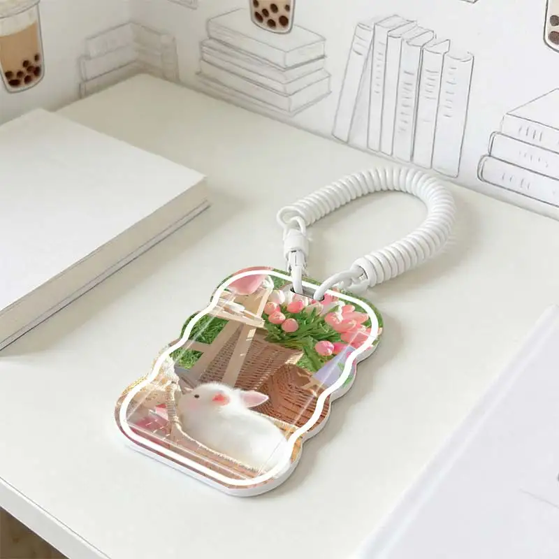 Card Sleeve for Photo Protector Kpop Photocard Holder Stretchable Spring Cord Student Bus/Meal Card Protection Case