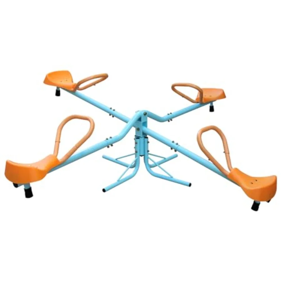 

Outdoor Spinning Seesaw 4-Seat Sit and Spin Teeter Totter Stainless Steel Backyard Playground Equipment for Ages 3-8