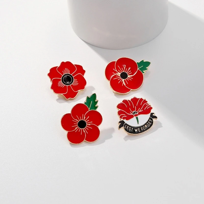 Poppys Floral Brooch Realistic Flower Themed Lapel Pins for Women Versatile Breastpin Stylish Accessory for Daily Wear