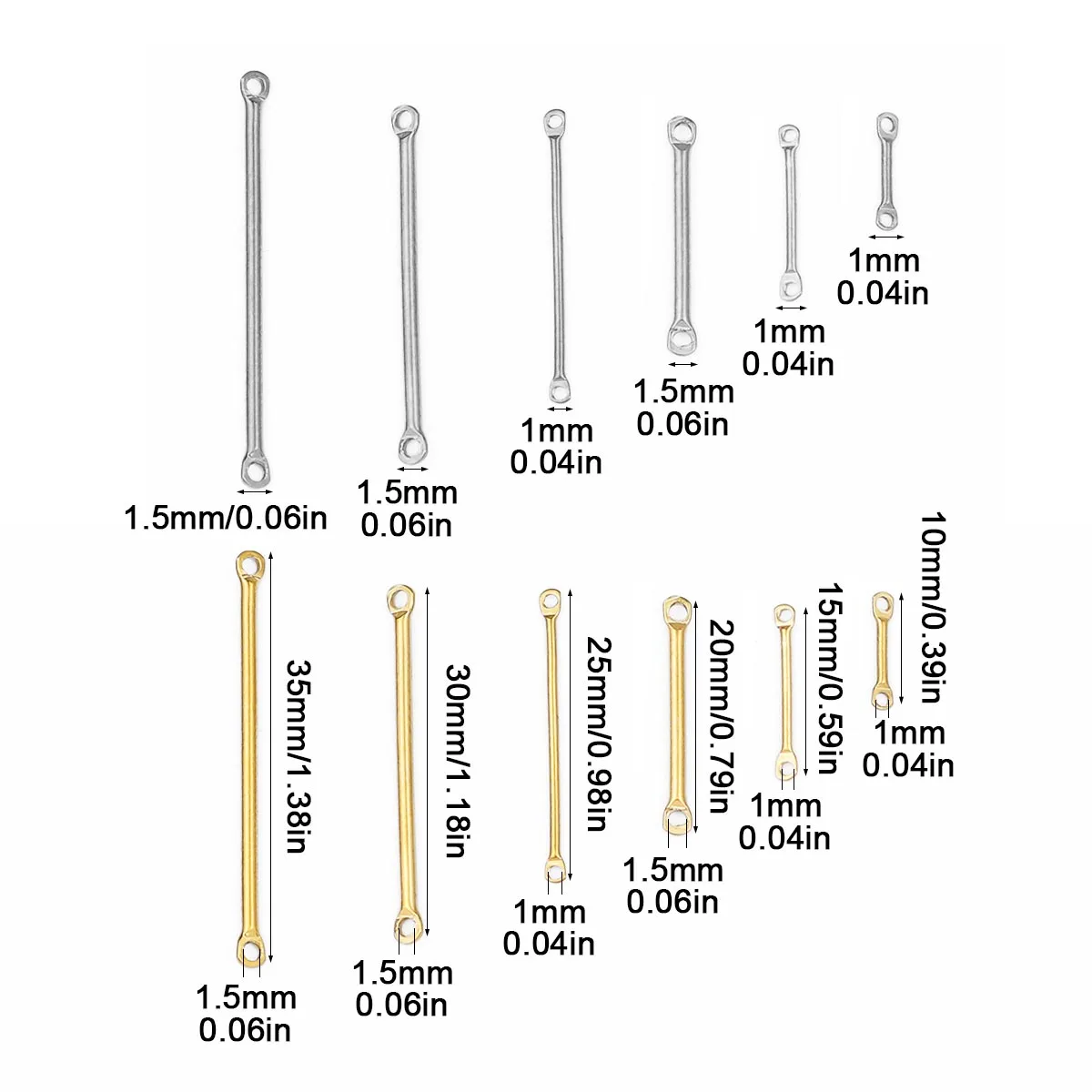 10-50pcs Stainless Steel Double Cylinder Rod Earrings Connectors for DIY Jewelry Simple Handmade Earrings Accessories Making