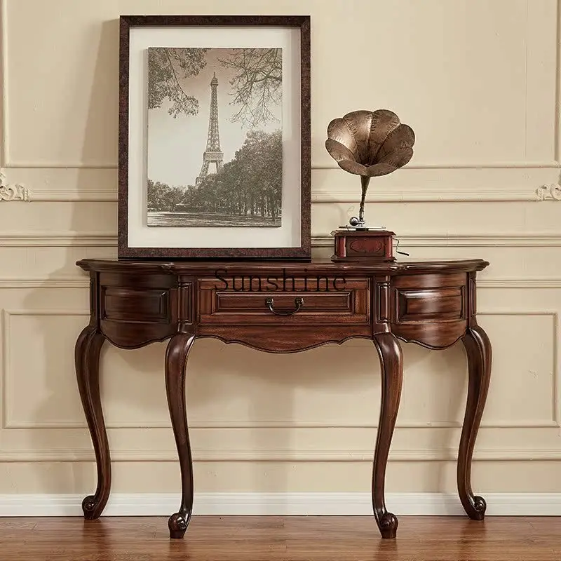 

Black walnut entrance table, sofa backrest, semi-circular offering table