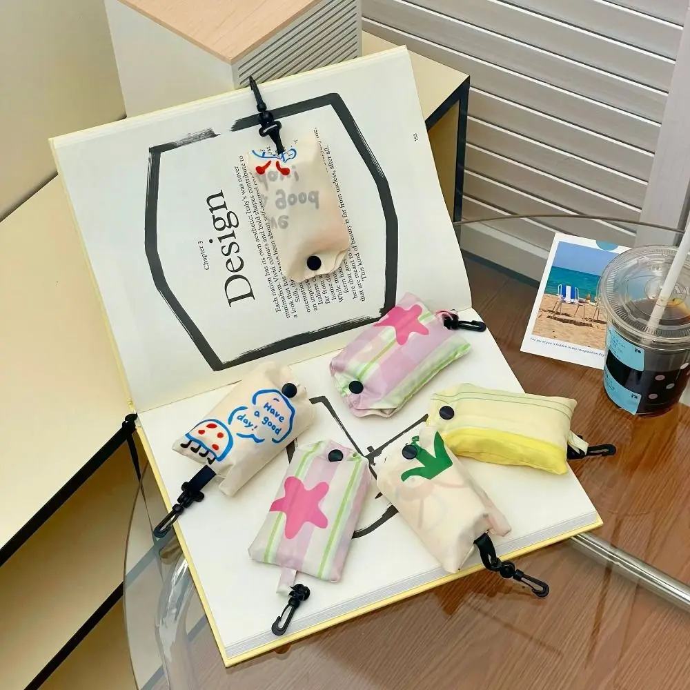 Creative Nylon Foldable Shopping Bag Tote Bag Reusable Cartoon Eco Bag Storage Bags Waterproof Travel Grocery Bag Snack