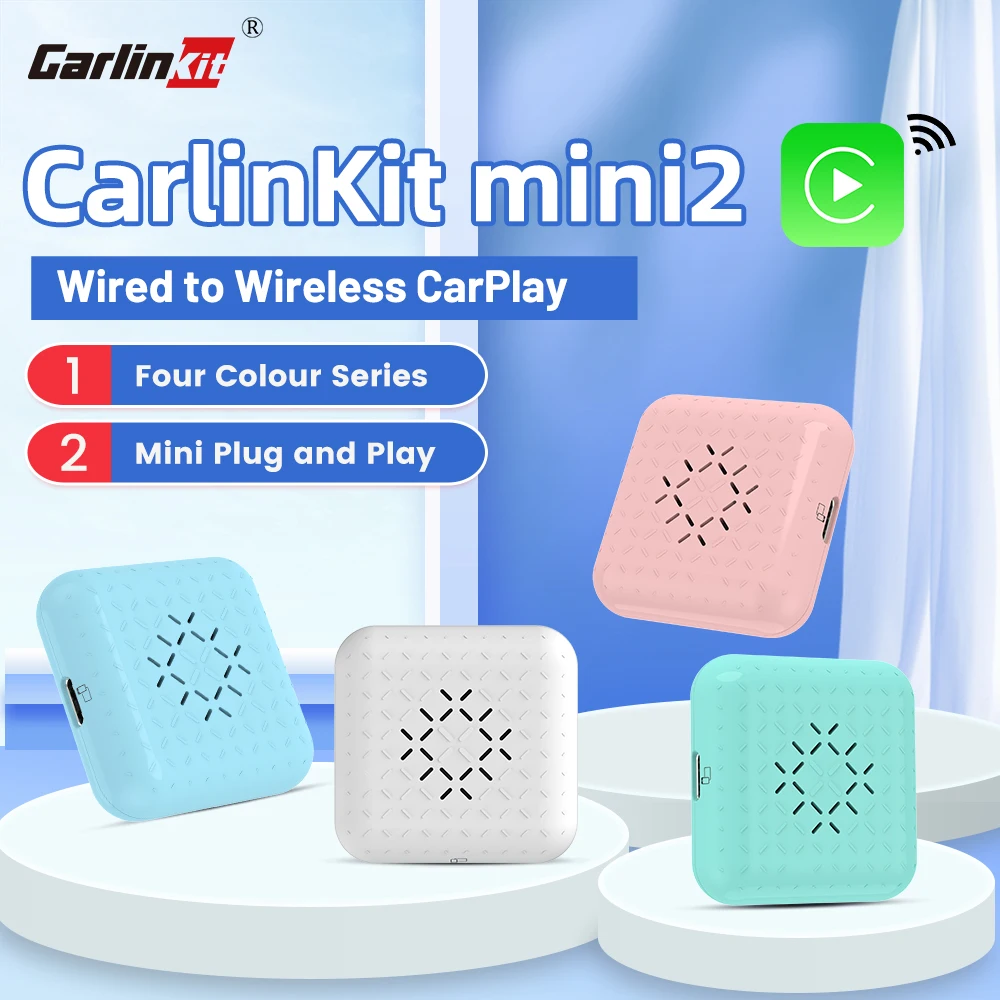 

Carlinkit Mini 2 Tv Box беспроводной Carplay для Audi Benz Toyota Mazda Vw Mercedes Nissan Kia Ios16 беспроводной адаптер цвет макарон