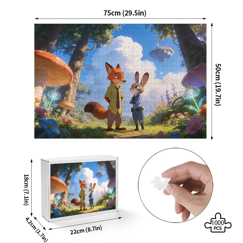 

Пазл-головоломка Disney Zootopia (Зверополис) с Джуди и Ником Уайльдами, 1000 деталей – сложная головоломка для взрослых, подходит для 10+, коллекционный подарок