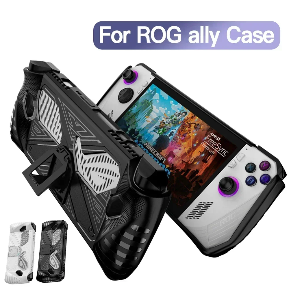 Case For Asus ROG Ally Game Console Skin Silicone Protective Cover With Kick Stand for ROG ally X Protector Shell Accessories