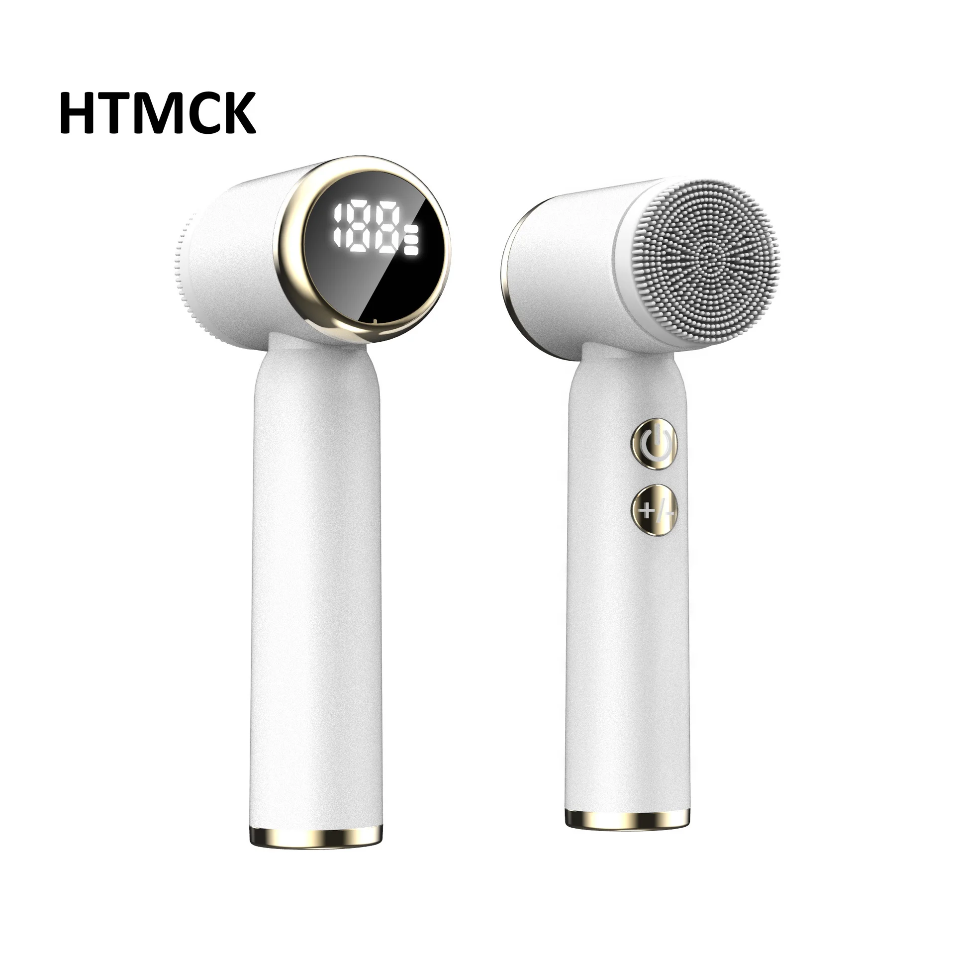 HTMCK 6 In 1 Ultrasonic Electric Face CleansingBrush Compress Therapy FacialExfoliating Pore Cleaner BlackheadRemoval