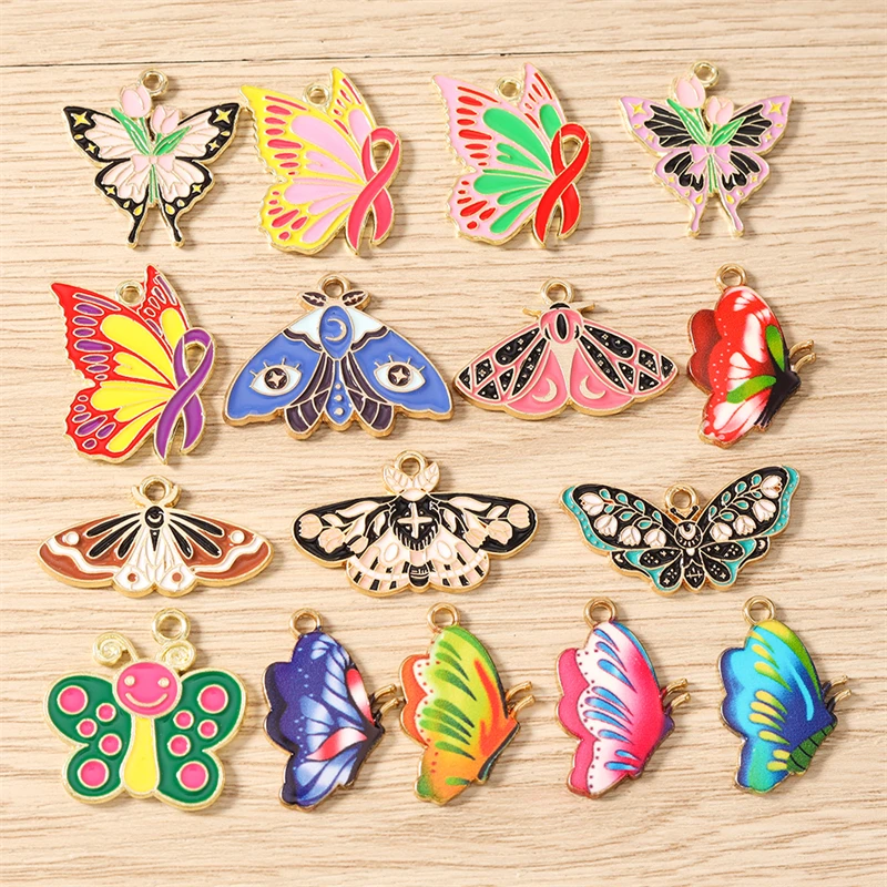 10 Stück Niedliche Bunte Emaille-Fliegender-Schmetterling-Anhänger für Schmuckherstellung Ohrringe Anhänger Halsketten Armbänder DIY-Bastelbedarf – Detail 1