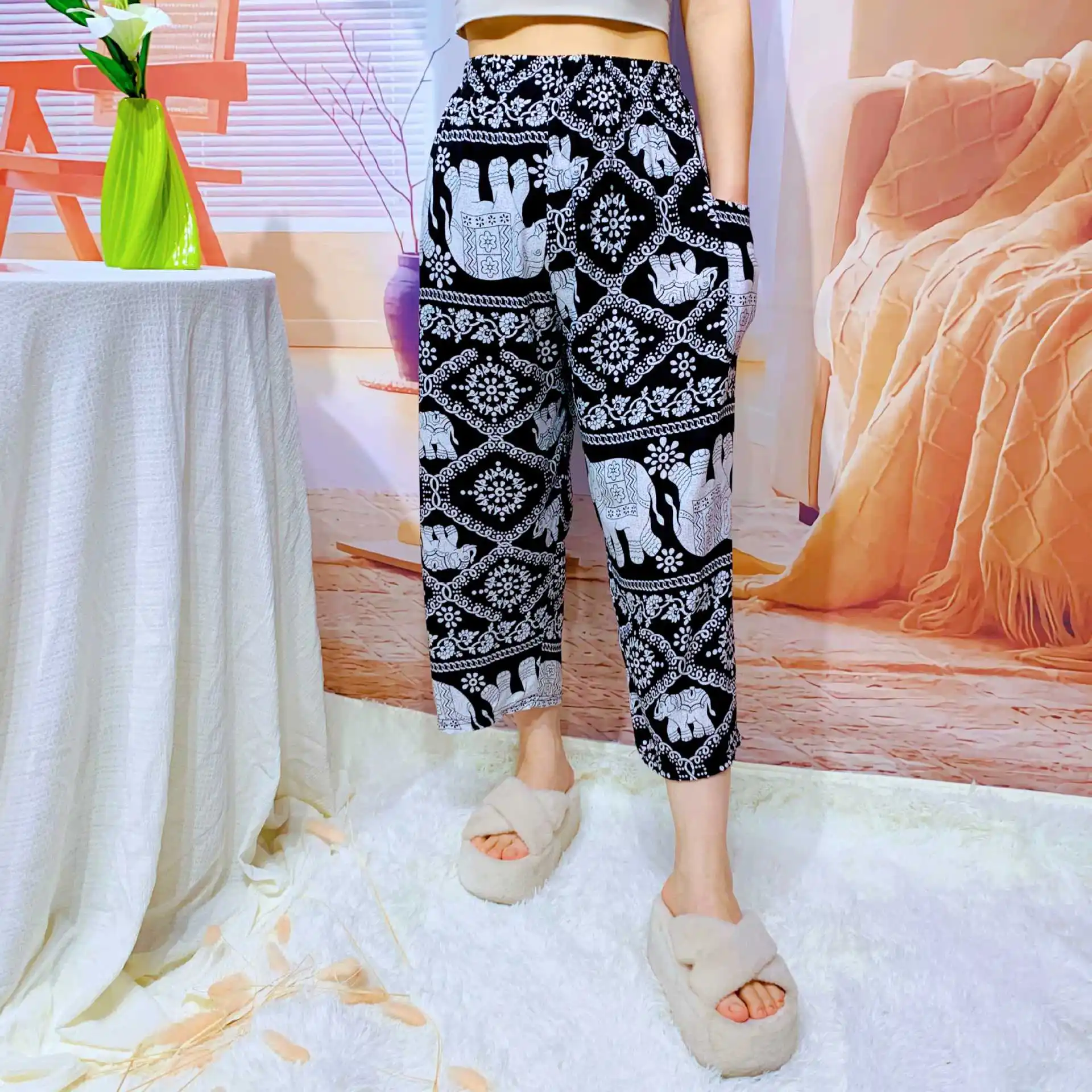 

New Cotton Silk Wide Leg Pants Women's Summer Loose Fit Trousers Straight Cut Commute Style Casual Pants Ladies' Fashion