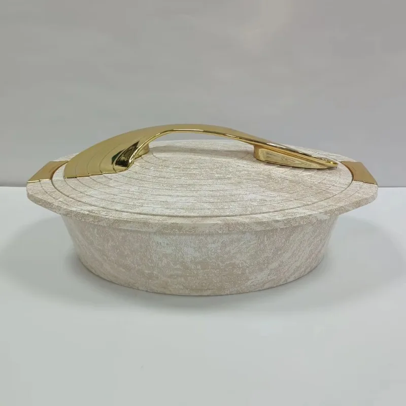 3-Pack elegant golden handle hot pot pot 4L 5L 6L thermal insulation food heater, large catering party potluck pot
