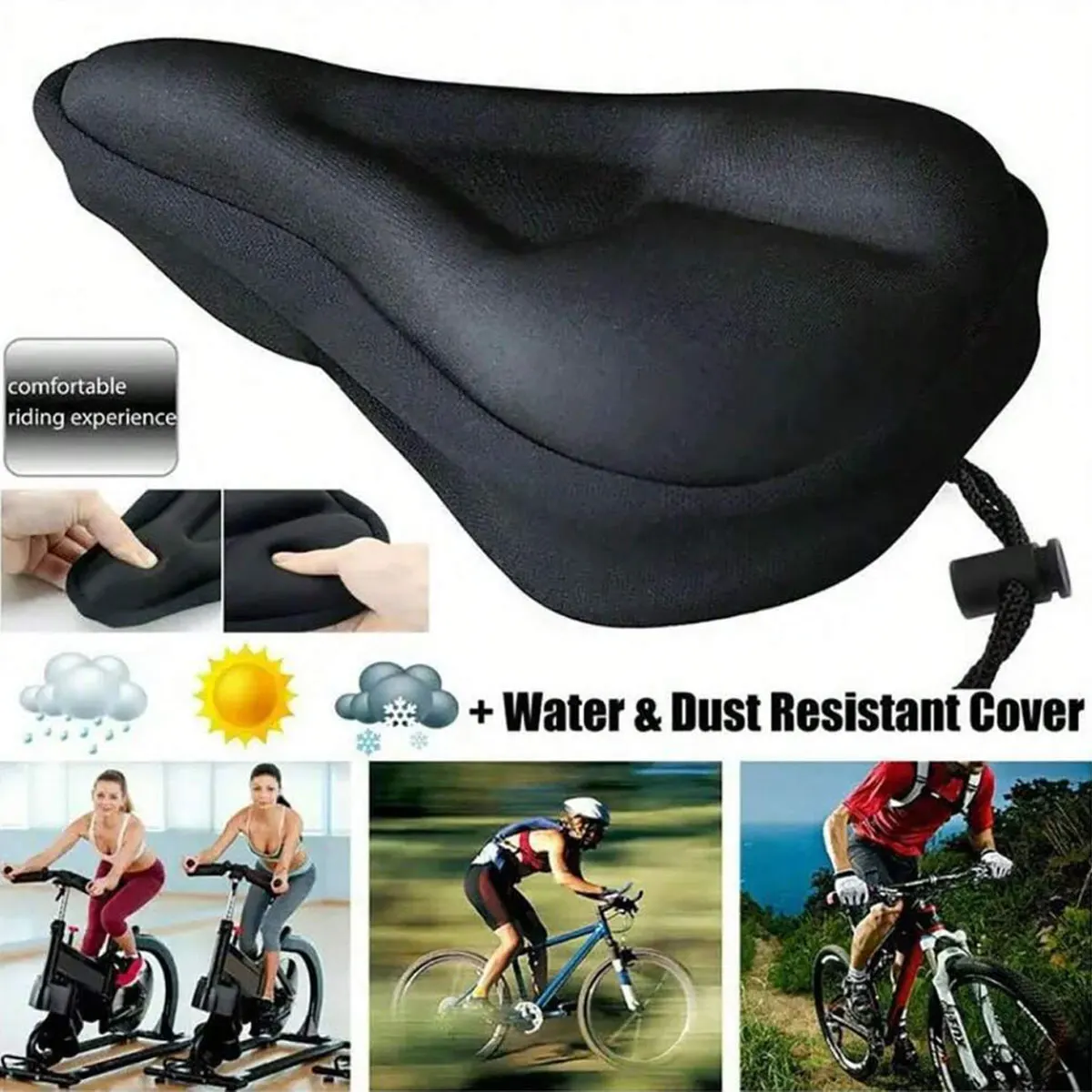 Asiento de bicicleta grueso 3D, cojín de Gel transpirable, funda protectora para asiento de bicicleta, adecuada para bicicleta de montaña y carretera