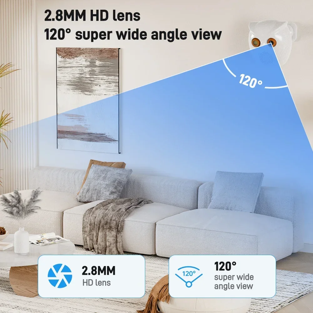ICSEE WiFi Camera Owl Shape 2K 5MP Smart Home Mini Indoor Baby Moniton Detection Night Vision Two Way Audio Surveillance Cameras - Image 5