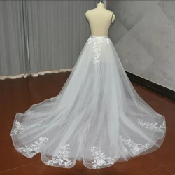 Detachable skirt wedding overskirt, tulle wedding train decorated lace Detachable wedding overskirt custom size