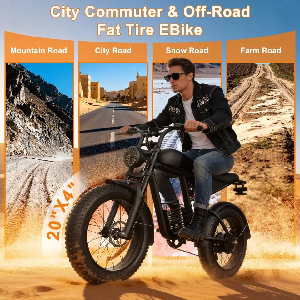 FLIWI 1500W Electric Bike for Adults | 34 MPH High-Speed 20" Fat Tire Ebike, 48V 20Ah Removable Battery, 7-Speed with Dual Disc Brake, UL 2849 image 6