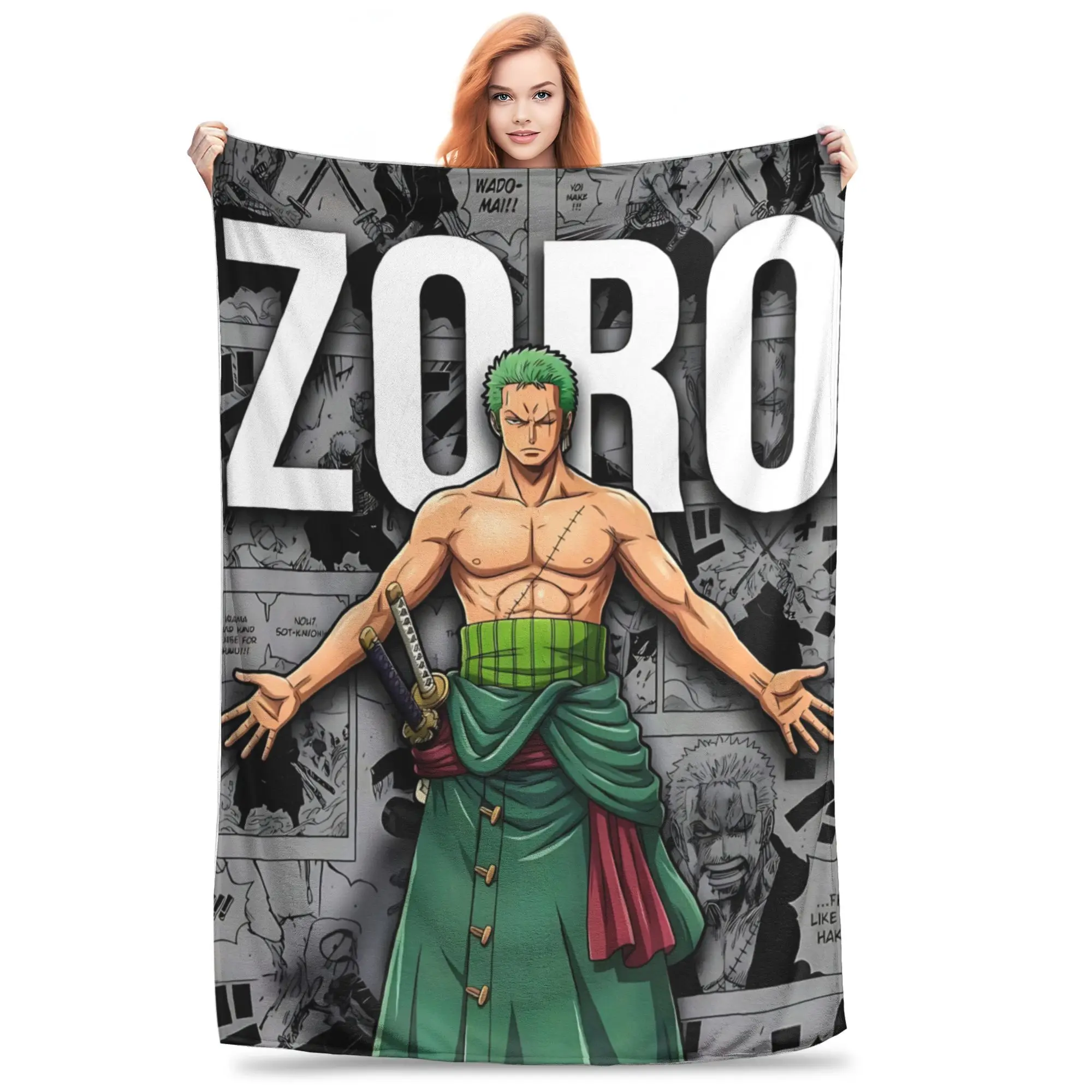 1PC home Cutecore Room Decor One Pieces Zoro Blanket Throw Blanket  Novelty Warm Blanket All Season