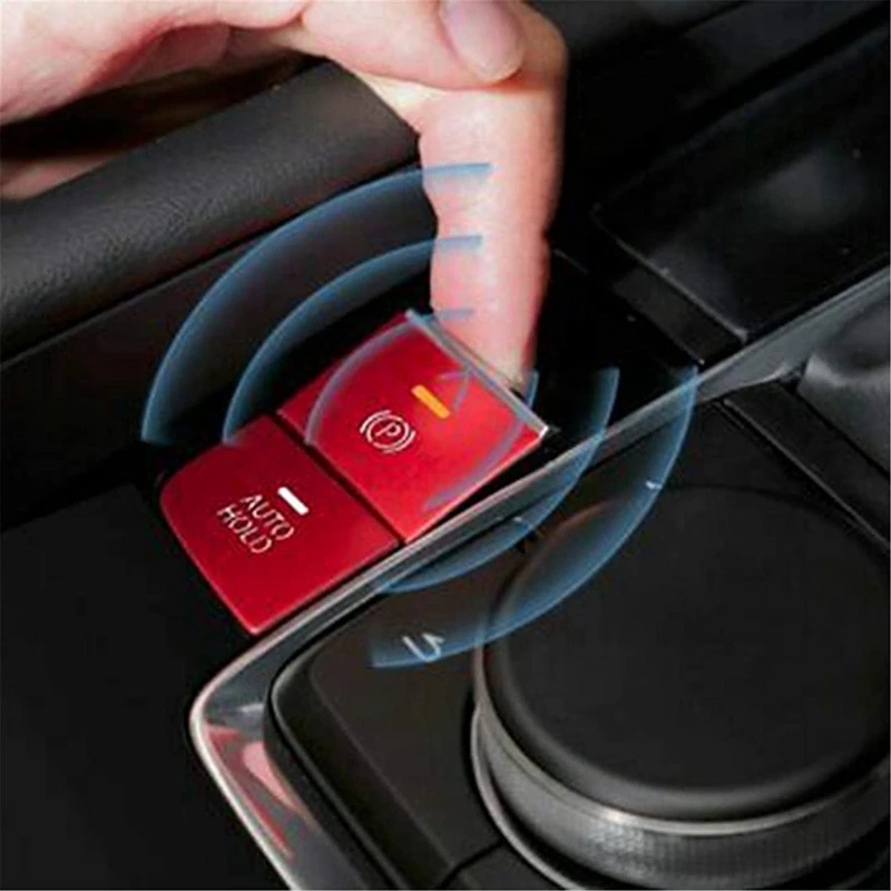 Car Aluminum Handbrake Parking Brake AUTO HOLD Button Cover Frame Trim Sticker for Mazda 3 Axela CX-30 MX-30 2020