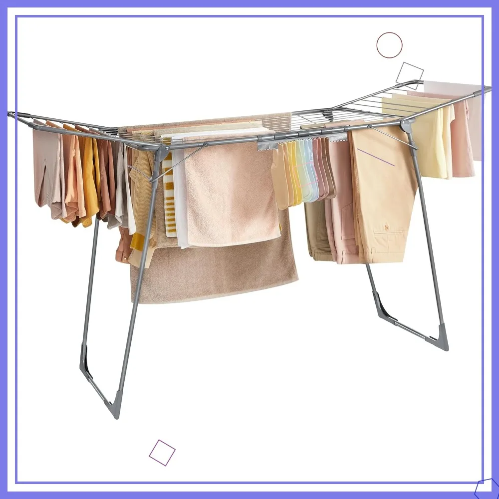 

Складная сушилка для белья Gullwing, компактная, 22,2x68,1x38 дюймов с зажимами для носков, металлическая конструкция для использования в помещении и на открытом воздухе